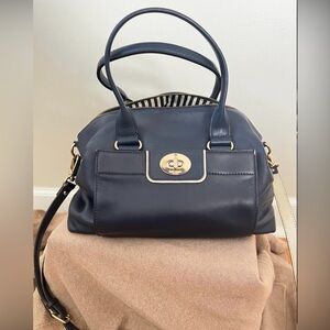 Kate Spade Navy Satchel Crossbody with Gold Accents Genuine Leather